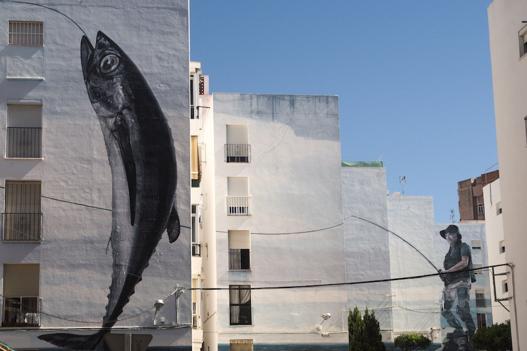 A picture of fish mural in Estepona