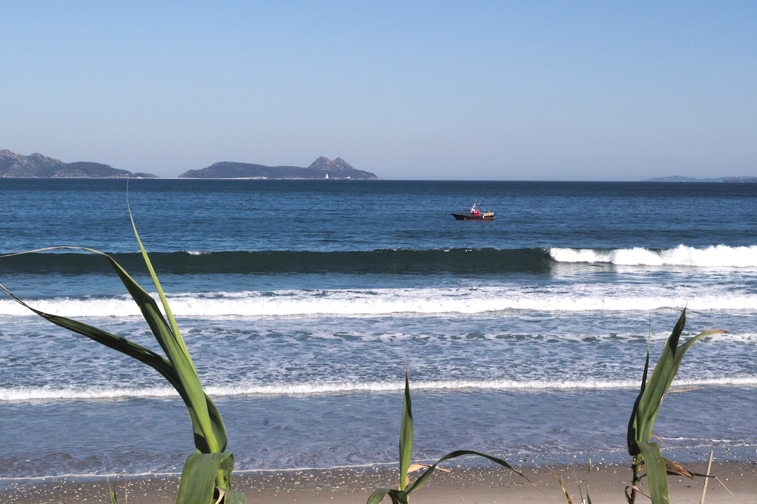 Picture of a fishing boat on Patos beach, Galicia