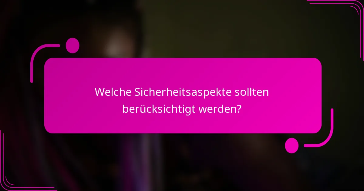 Welche Sicherheitsaspekte sollten berücksichtigt werden?